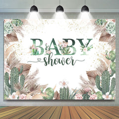 Toile de fond de douche de bébé Boho Floral Cactus vert