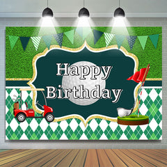 Fond de décoration de joyeux anniversaire de thème de golf de drapeau vert