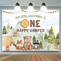 Toile de fond du 1er anniversaire de l'animal d'aventure de la forêt verte