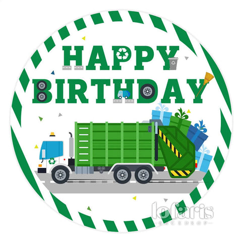 Camion cadeau vert cercle joyeux anniversaire toile de fond