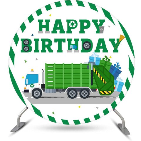 Camion cadeau vert cercle joyeux anniversaire toile de fond