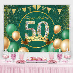 D¨¦corations de f¨ºte en toile de fond verte Happy 50th Birthday