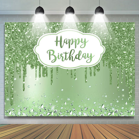 Toile de fond d'anniversaire vert Happy Glitter Bokeh pour la fête