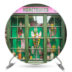 Toile de fond ronde d'anniversaire vert Honeydukes Sweetshop