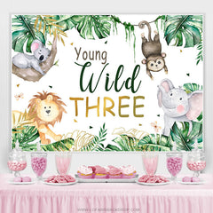 Feuille Verte Et Animaux Jeune Toile De Fond Trois Anniversaire Sauvage