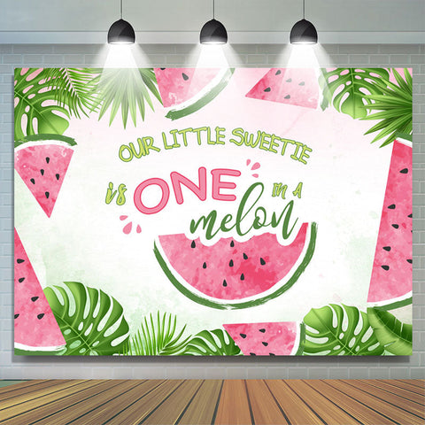 Feuille verte Notre toile de fond d'anniversaire Little Sweet One Melon