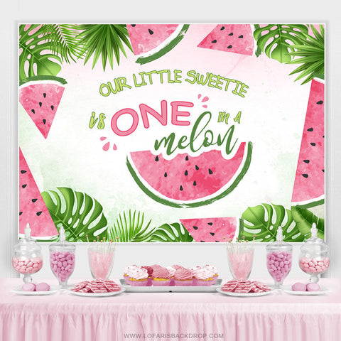 Feuille verte Notre toile de fond d'anniversaire Little Sweet One Melon