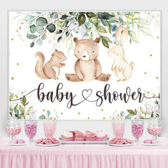 Feuilles vertes et toile de fond de douche de bébé animaux mignons