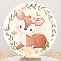 Fond De Cercle Sur Le Thème Des Feuilles Vertes Et Des Fleurs De Cerf