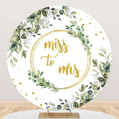 Feuilles vertes et toile de fond de mariage adorable ronde dorée