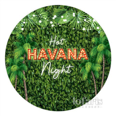 Feuilles vertes Hot Havana Night Round Toile de fond d'été