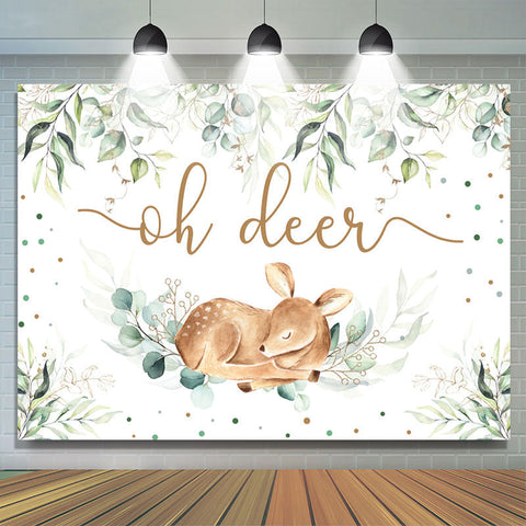 Feuilles vertes Oh Deer Boho Safari Thème douche de bébé Backdrop