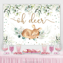 Feuilles vertes Oh Deer Boho Safari Thème douche de bébé Backdrop