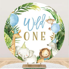 Plante Verte Avec Toile De Fond Ronde Animal Sauvage Un Anniversaire