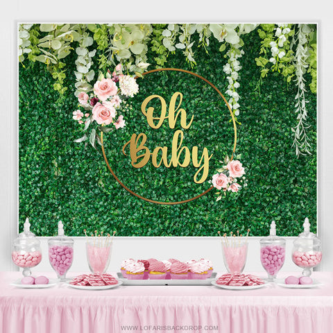 Printemps vert avec toile de fond florale pour baby shower