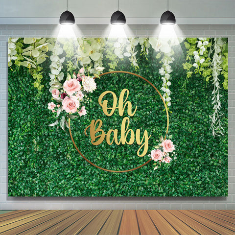 Printemps vert avec toile de fond florale pour baby shower