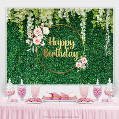 Printemps vert avec toile de fond floral joyeux anniversaire