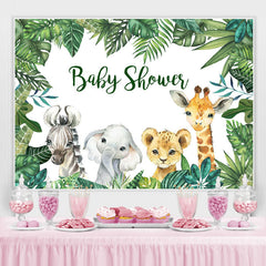 Plantes tropicales vertes et toile de fond de douche de bébé animal
