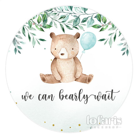 Vert Nous pouvons Bearly Wait Circle Baby Shower Toile de fond