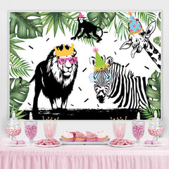 Vert avec toile de fond d'anniversaire thème Safaris noir et blanc