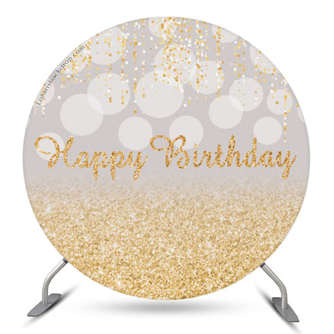 Couverture de fond d'anniversaire rond gris bokeh or lueur