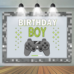Toile de fond grise de fête d'anniversaire de machine de jeu grise pour le garçon