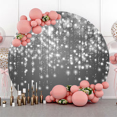 Couverture de toile de fond d'anniversaire de cercle de ficelle gris brillant
