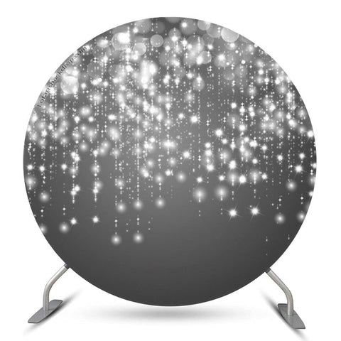 Couverture de toile de fond d'anniversaire de cercle de ficelle gris brillant