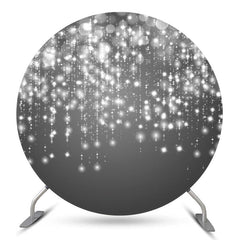 Couverture de toile de fond d'anniversaire de cercle de ficelle gris brillant