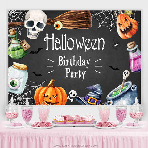 Toile de fond sur le thème de la fête d'anniversaire d'Halloween pour les enfants