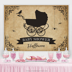 Toile de fond de douche de bébé noir et kaki thème Halloween
