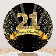Joyeux 21e anniversaire ruban d'or décors ronds