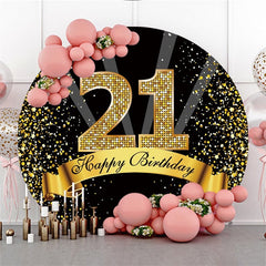 Joyeux 21e anniversaire ruban d'or décors ronds