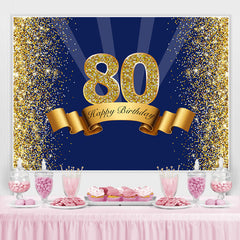 Joyeux 80e anniversaire Toile de fond bleu royal scintillant d'or pour la fête