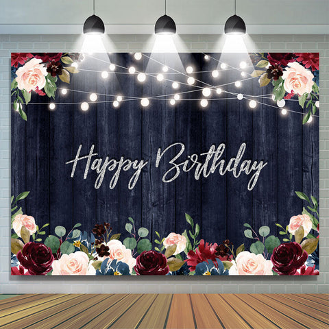 Joyeux anniversaire Floral Lights Borads Toile de fond pour la fête