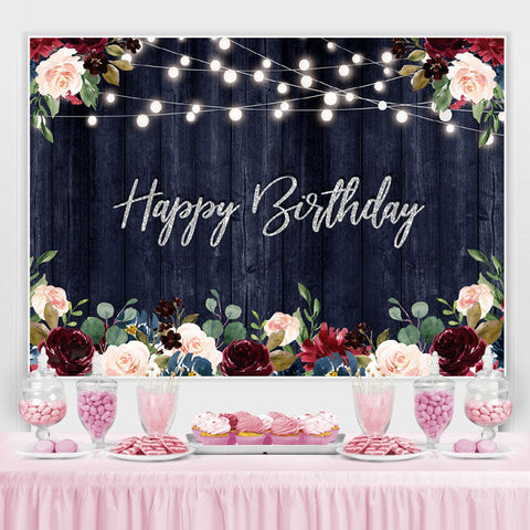 Joyeux anniversaire Floral Lights Borads Toile de fond pour la fête