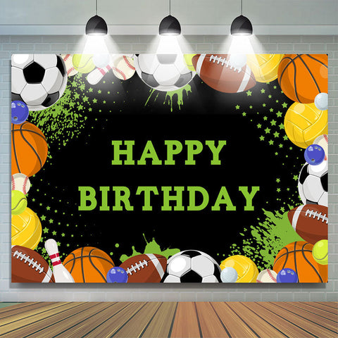 Joyeux Anniversaire Football Sports Fond Noir pour garçons