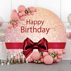 Joyeux anniversaire ruban rouge noeud paillettes Bokeh décors ronds