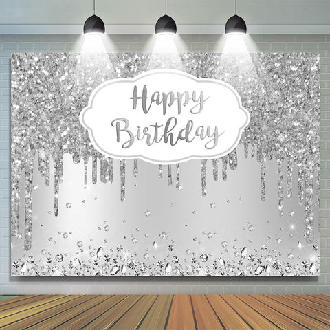 Joyeux anniversaire Silver Glitter Diamonds Toile de fond pour la f¨ºte