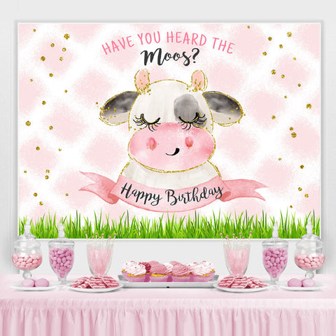 Avez-vous entendu la toile de fond d'anniversaire Moos Pink Glitter Grass