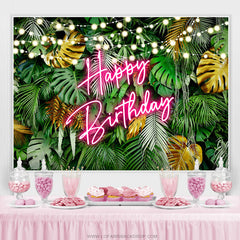 Fond de joyeux anniversaire de lumières de noix de coco de nuit d'Hawaï