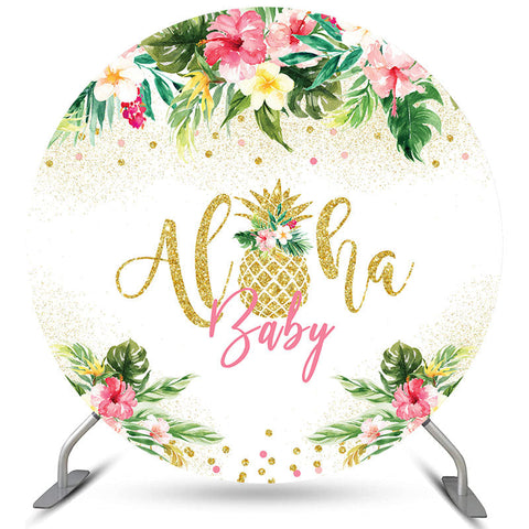 Toile de fond pour fête prénatale sur le thème d'Hawaï, joli cercle Aloha