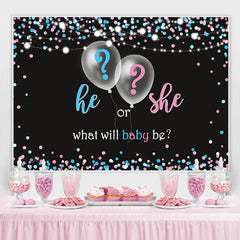 Toile de fond de douche de bébé ballon bleu et rose il ou elle