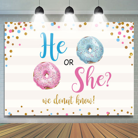 Il ou elle Dount Gender Reveal Toile de fond de douche de bébé