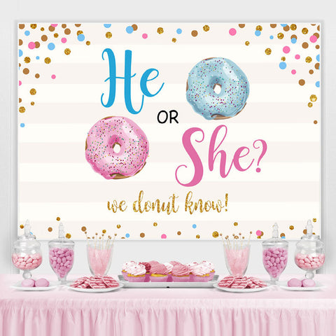 Il ou elle Dount Gender Reveal Toile de fond de douche de bébé