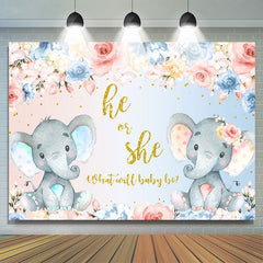 Il ou elle toile de fond de douche de bébé floral et éléphants