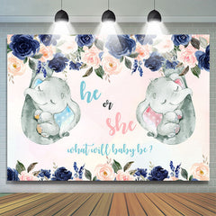 Toile de fond de douche de bébé il ou elle roses roses et bleues