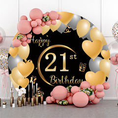 Coeur Ballon 21e Joyeux Anniversaire Toile de Fond Ronde