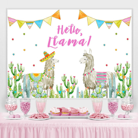 Toile de fond Hello Ltama Alpaga et Cactus pour enfants