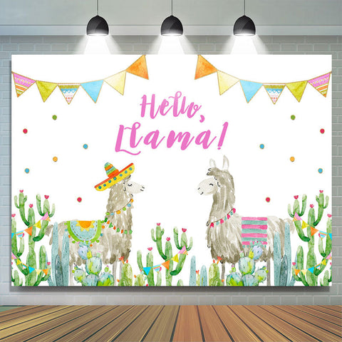 Toile de fond Hello Ltama Alpaga et Cactus pour enfants